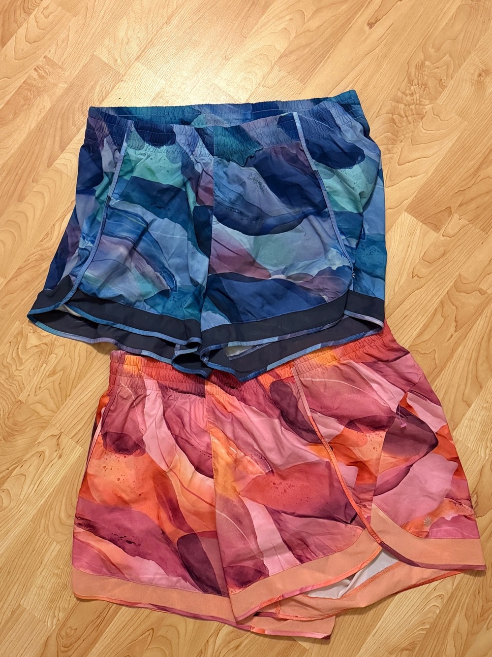 Lot of Athleta Printed Athletic Shorts in Blue & Pink/Orange